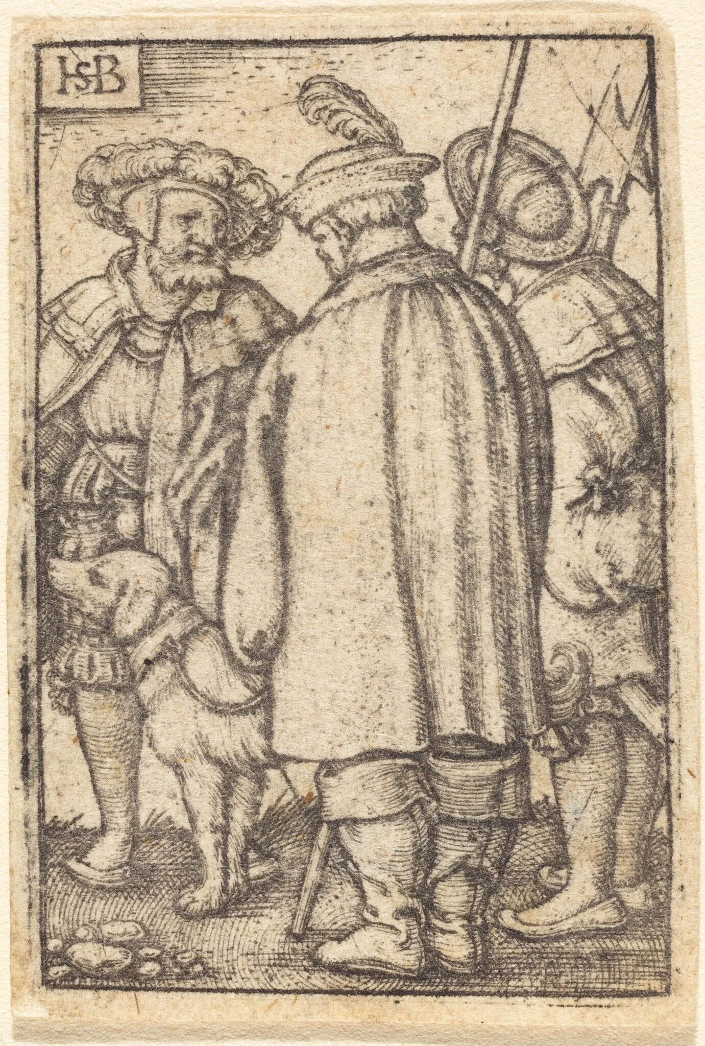 Three Soldiers and a Dog, detail