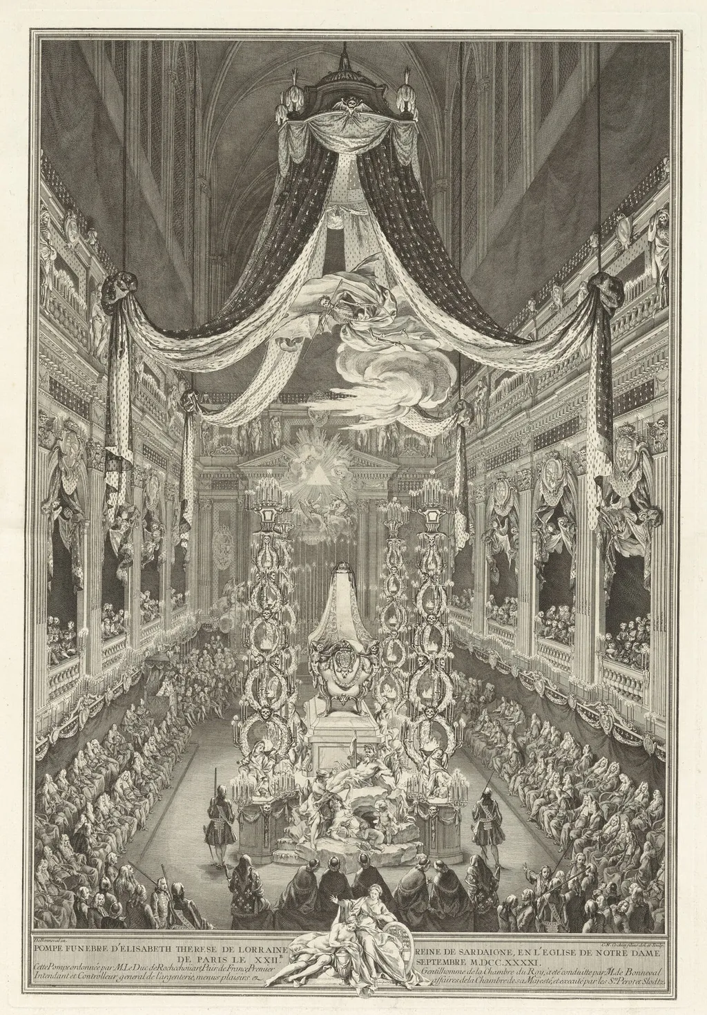 Pompe funèbre d'Élisabeth Therèse de Lorraine, by Charles-Nicolas Cochin II, ink, 1741