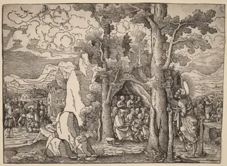 Saint John the Baptist Preaching, by Frans Crabbe van Espleghem, ink, 1530