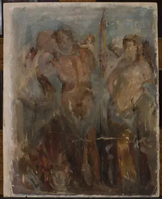 Copy of a Pompeii fresco in Naples, by Jan Ciągliński, oil, 1896