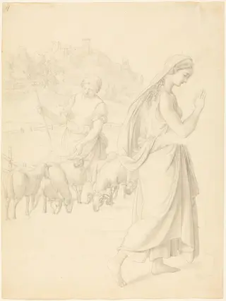 The Meeting of Jacob and Rachel, by Joseph von Führich, graphite, 1829