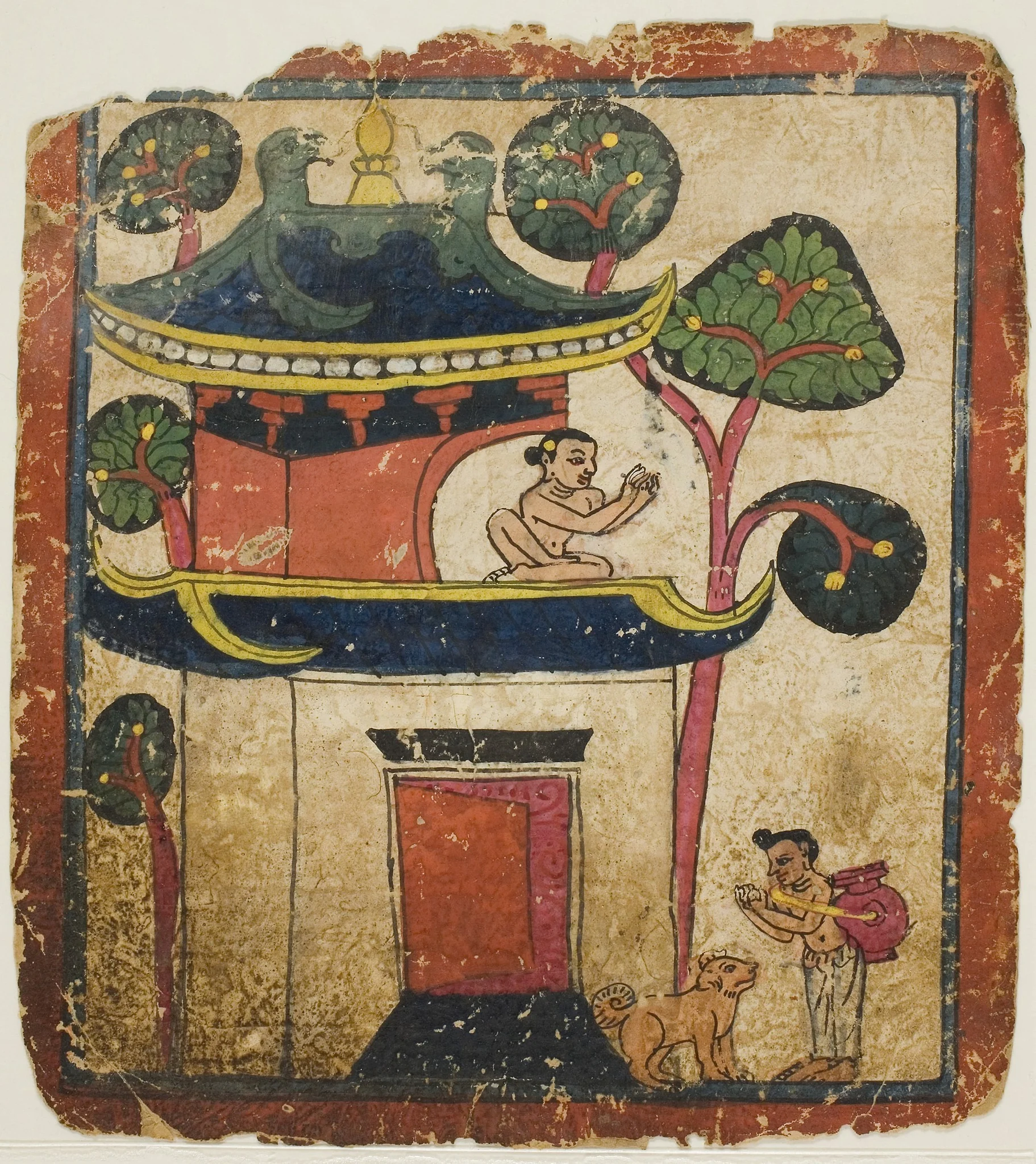 Scene from the Story of Buddha Ushnisha, from a Set of Initiation Cards (Tsakali), detail