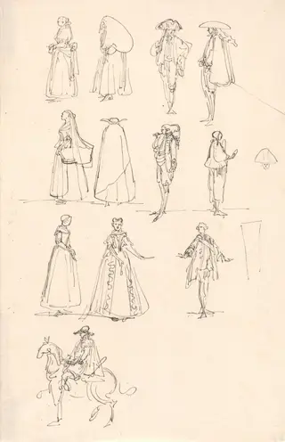 Historical Costumes, by Luis Paret y Alcázar, ink, 1780