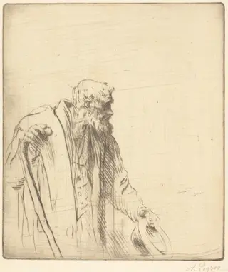 Beggar (Un mendiant), by Alphonse Legros, ink, 1874