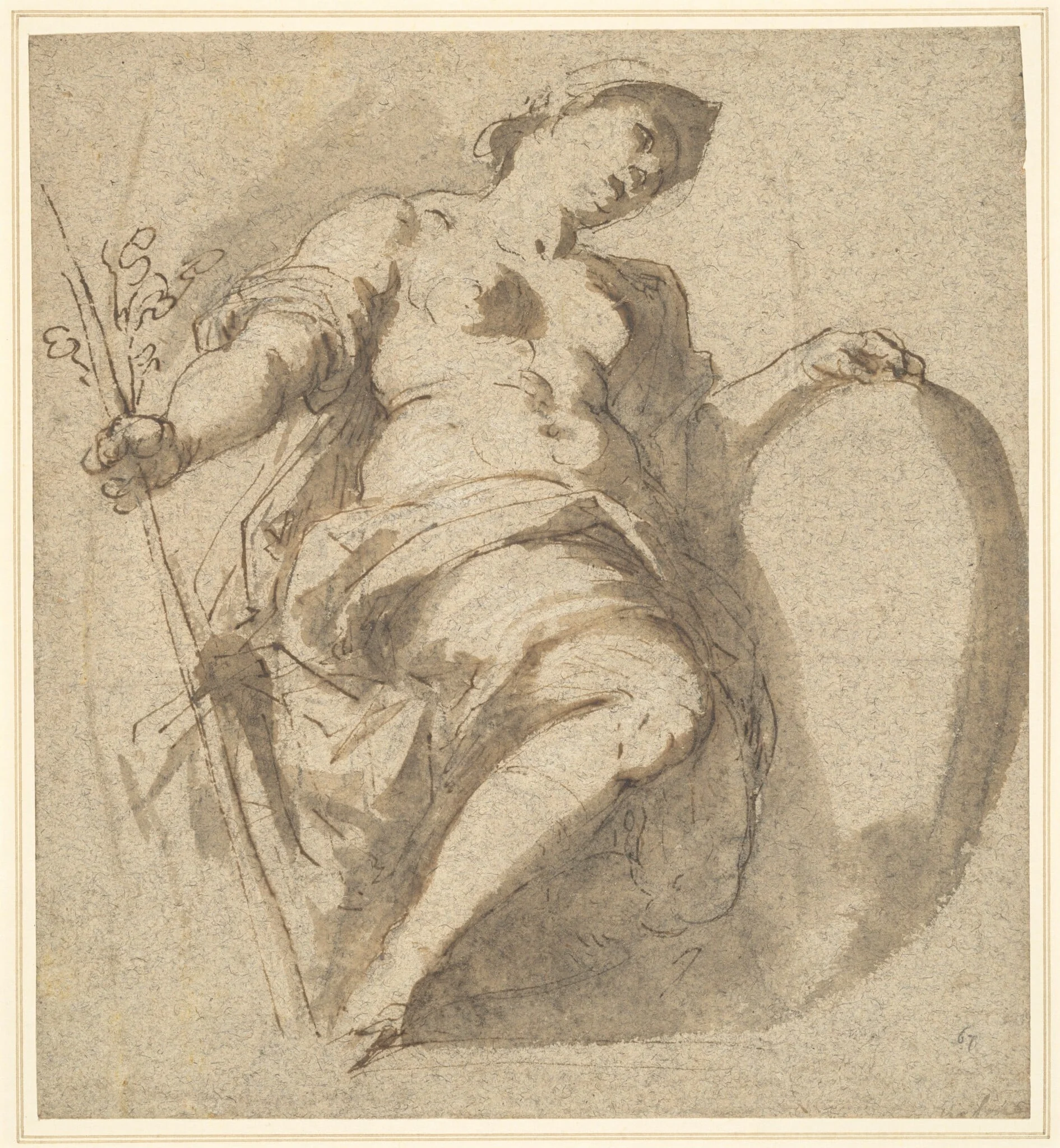 Minerva Holding a Shield and Branch, detail