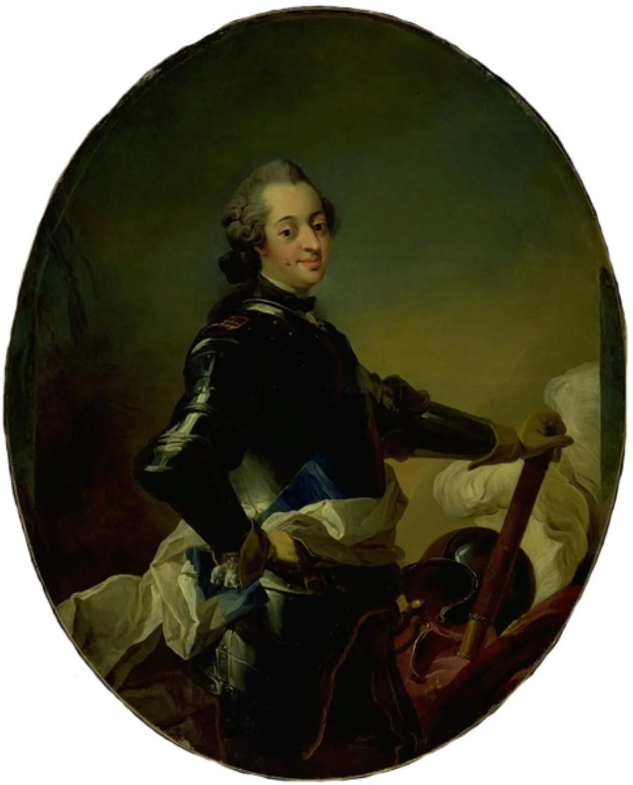Portræt af Frederik V i rustning, detail