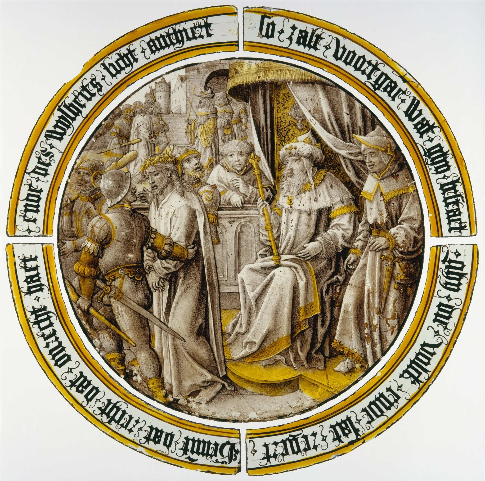 Roundel with Christ Condemned by Pilate, detail