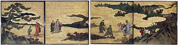 琴棋書画図襖の内|Appreciation of Painting, from a set of the Four Accomplishments, detail