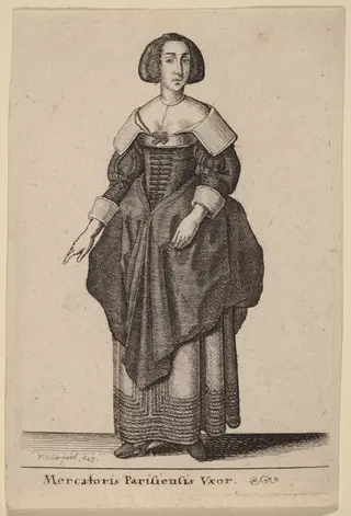 Mercatoris Parisiensis Vxor, by Wenceslaus Hollar, ink, 1643