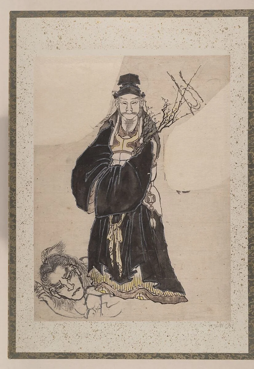 葛飾北斎筆 鶏と木材鶏図|Album of Sketches by Katsushika Hokusai and His Disciples, detail