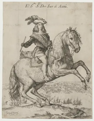 Equestrian Portrait of Don Juan de Austria, by Jusepe de Ribera, ink, 1648