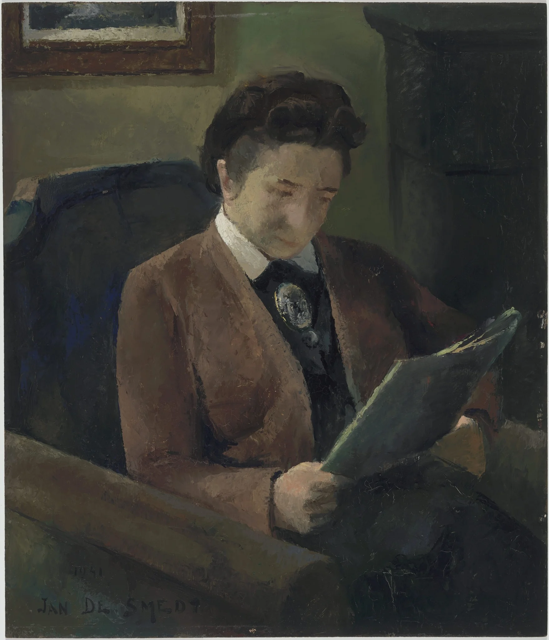 Lezende vrouw, detail