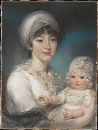 Mrs. Robert Shurlock (Henrietta Ann Jane Russell, 1775–1849) and Her Daughter Ann, by John Russell, unspecified, 1801