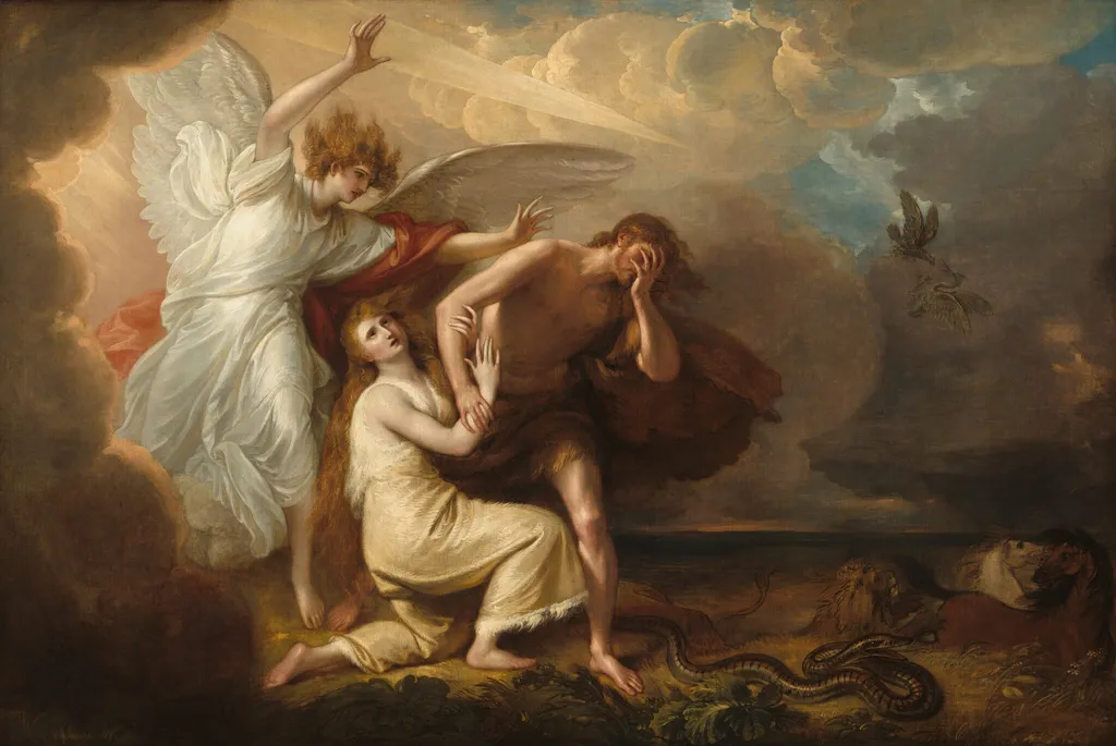 The Expulsion of Adam and Eve from Paradise, by Benjamin West, oil, 1791