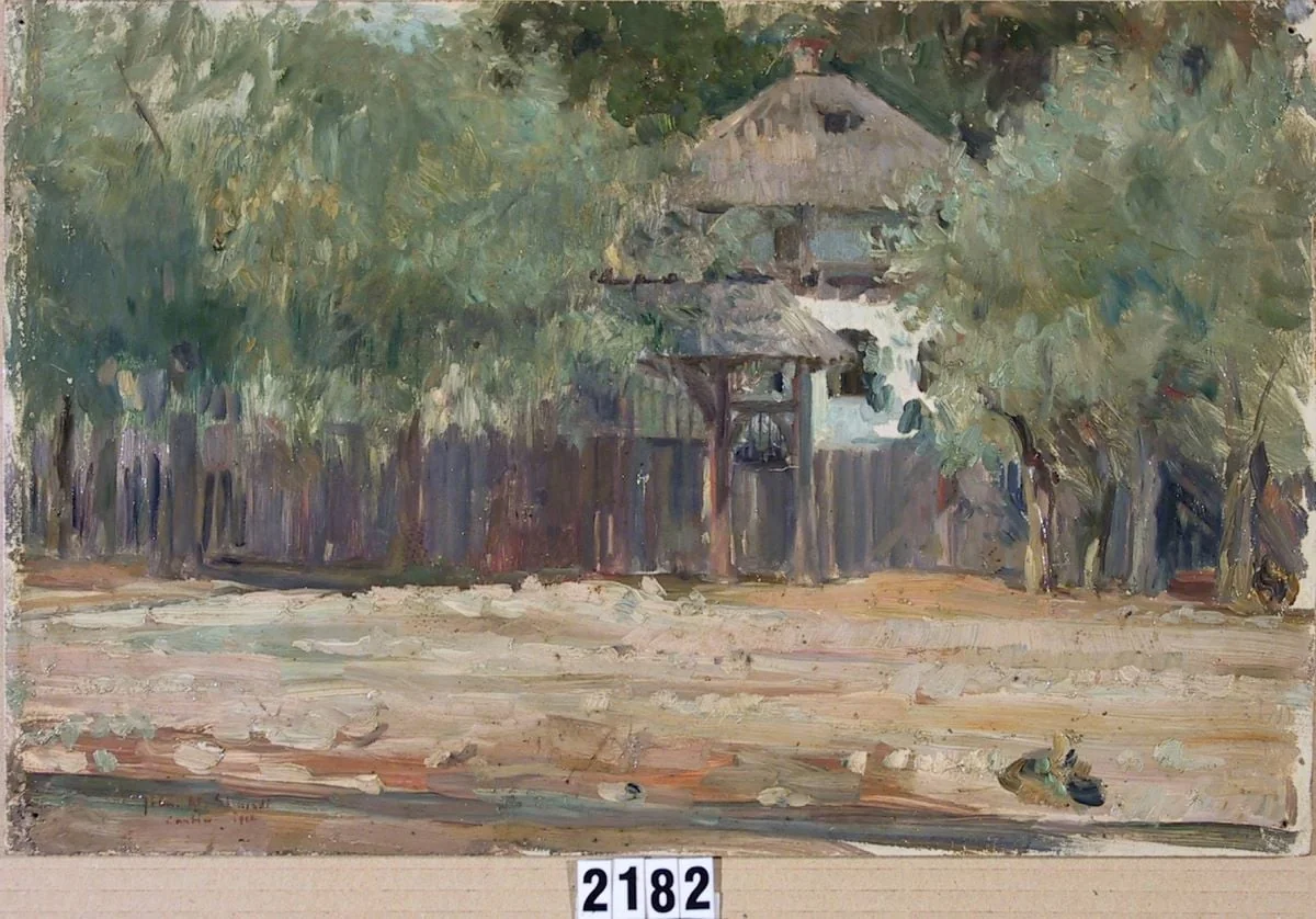 Peisaj cu casă țărănească, detail