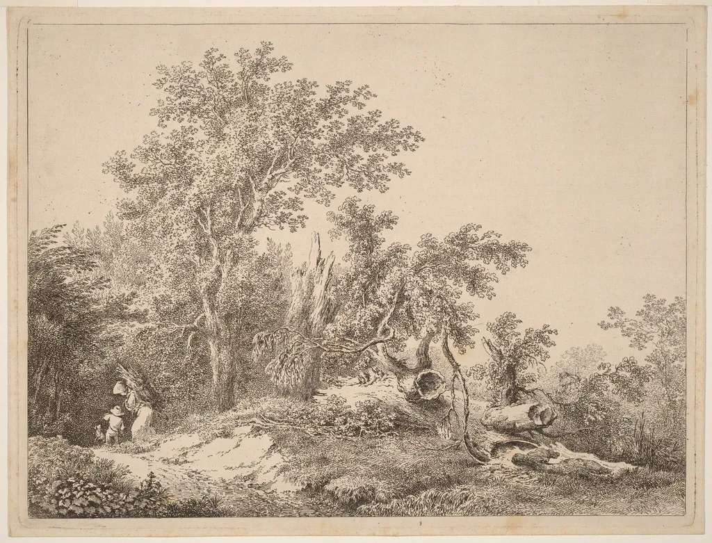 Landscape with Broken Tree, by Martin von Molitor, ink, 1800