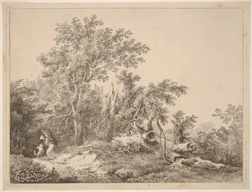 Landscape with Broken Tree, by Martin von Molitor, ink, 1800