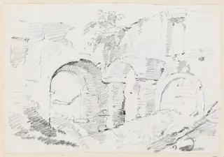 Roman Walls, by Joseph-Marie Vien, graphite, 1747