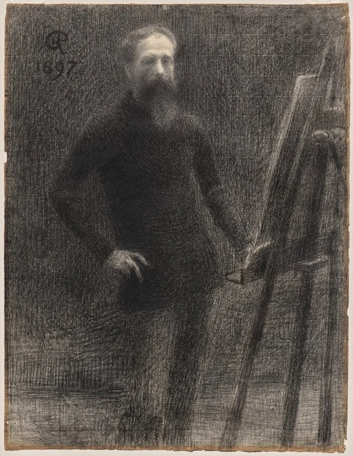 Self-Portrait at Easel, detail