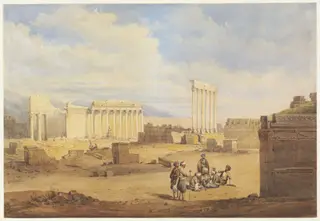 Baalbek, by Antonio or Anton Schranz, watercolor, 1837