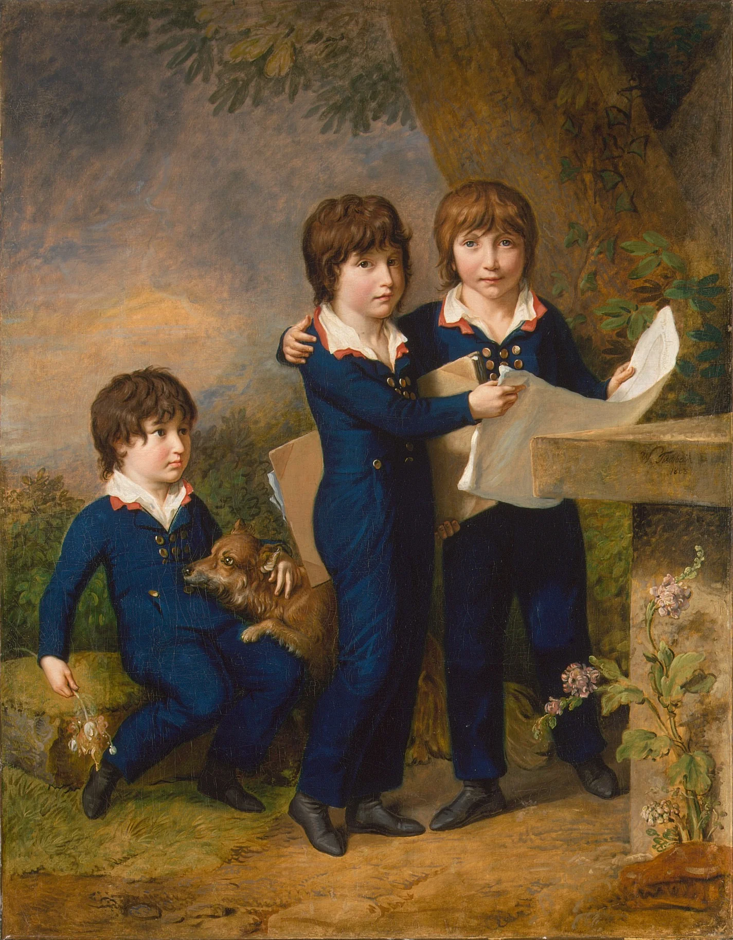 The Children of Martin Anton Heckscher: Johann Gustav Wilhelm Moritz (1797–1865), Carl Martin Adolph (1796–1850), and Leopold (born 1792), detail