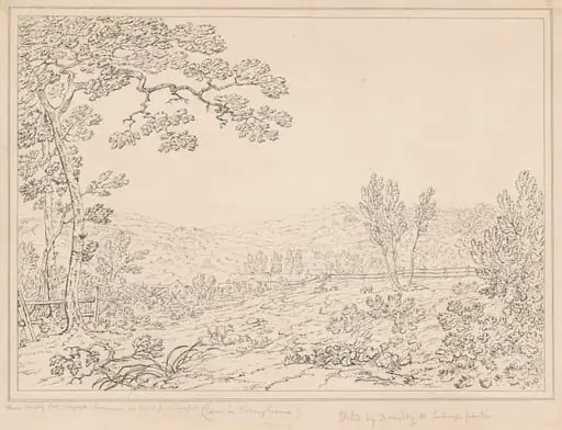 Pennsylvania Landscape, by Thomas Doughty, ink, 1820