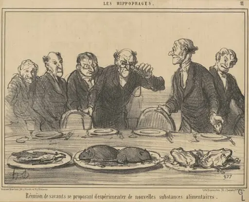 Réunion de Savants se proposant..., by Honoré Daumier, ink, 1856
