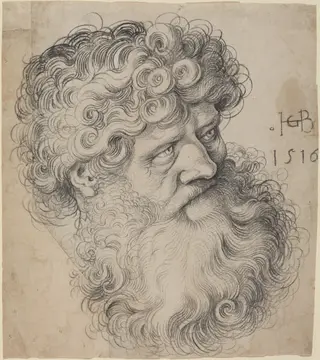 Head of Saint John the Baptist, by Hans Baldung Grien, chalk, 1516