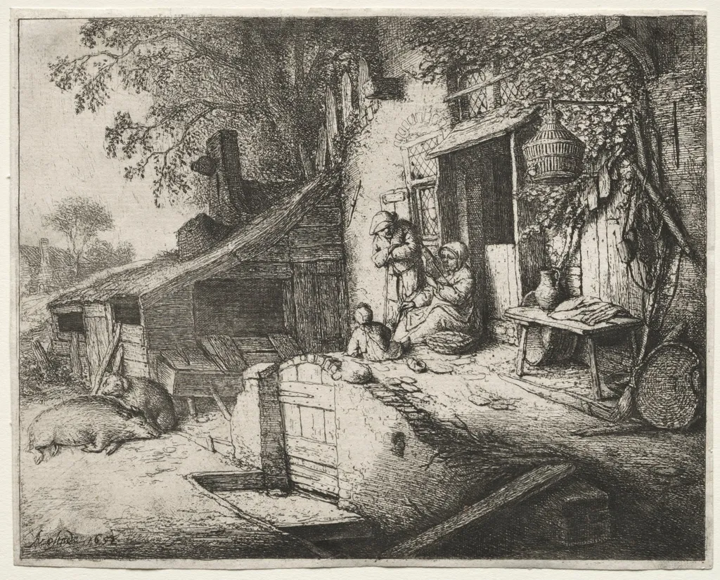 The Woman Spinning, by Adriaen van Ostade, 1652