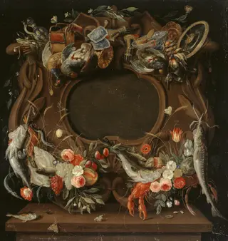 Medallion's Frame with an Allegorical Depiction of the Four Elements, by Jan van Kessel the Elder, oil, 1664