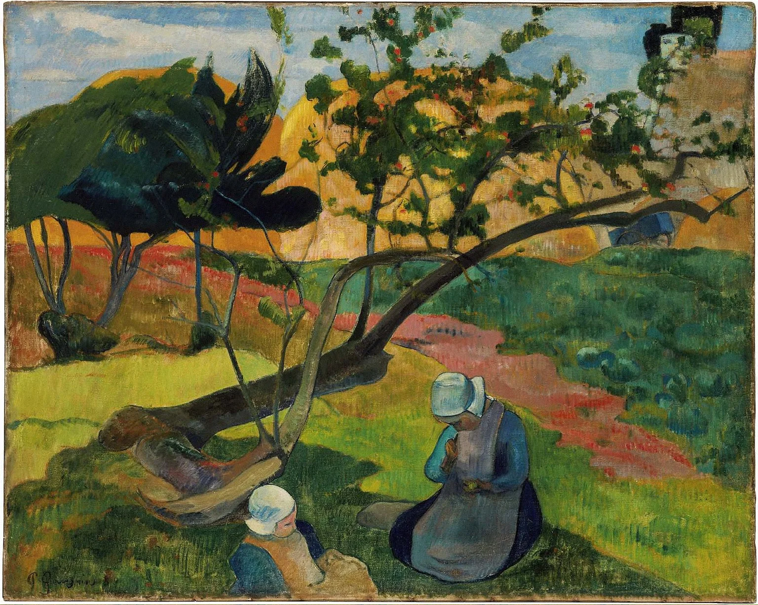 Landscape with Two Breton Women, detail