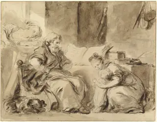 A Prayer for Grandpapa, by Jean Honoré Fragonard, chalk, 1774