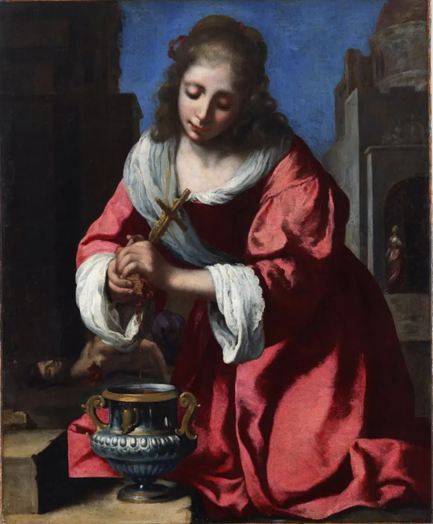 Saint Praxedis, by Johannes Vermeer, oil, 1655