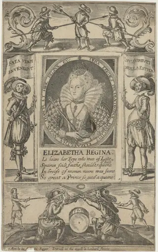 Queen Elizabeth, by Willem de Passe, ink, 1627