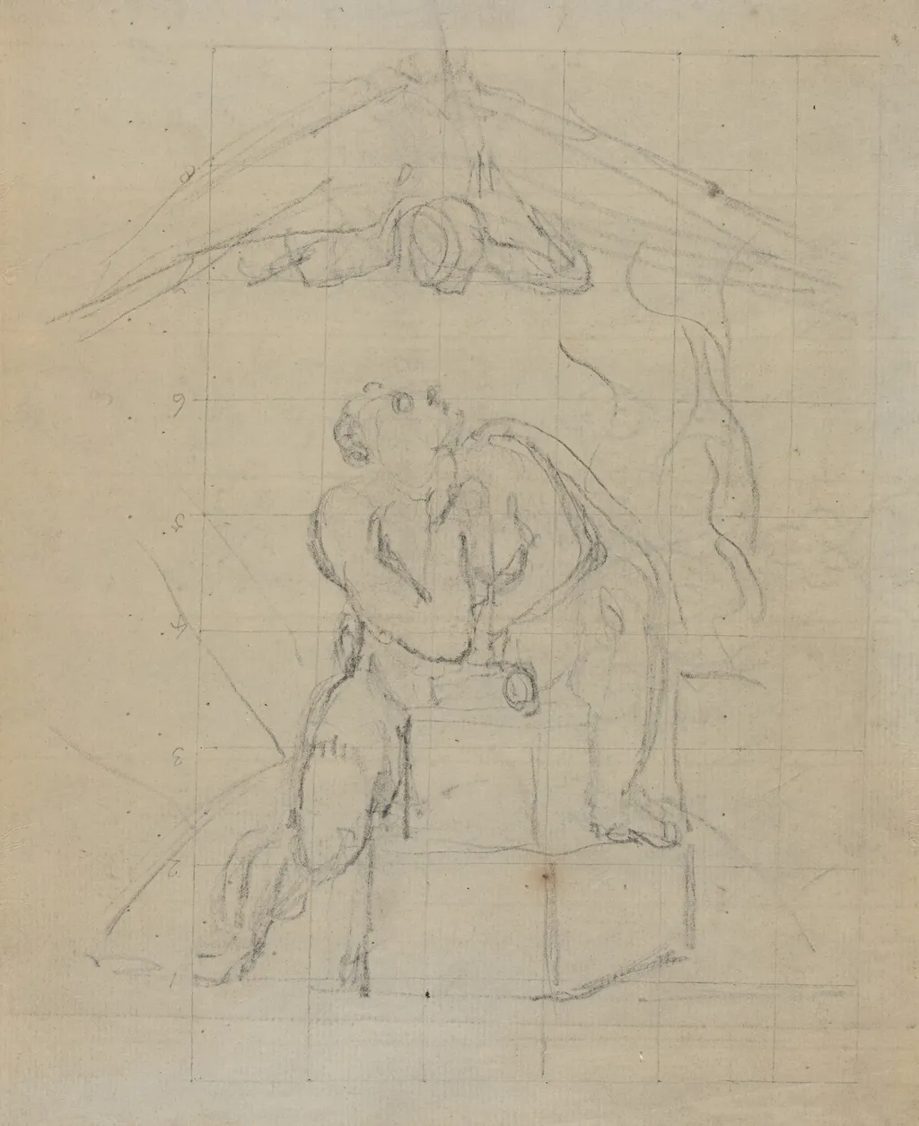 Los and His Spectre [verso], by William Blake, graphite, 1806