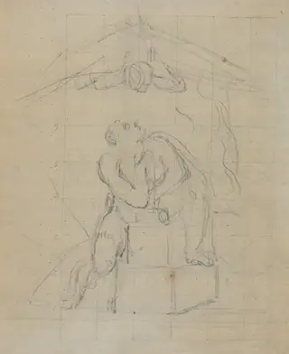 Los and His Spectre [verso], by William Blake, graphite, 1806