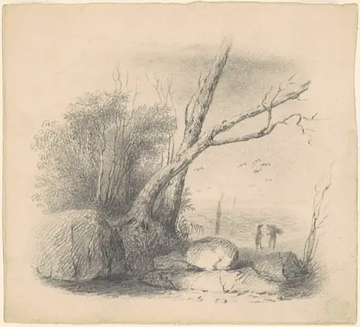 Figures by the Shore, by James Goodwyn Clonney, graphite, 1832