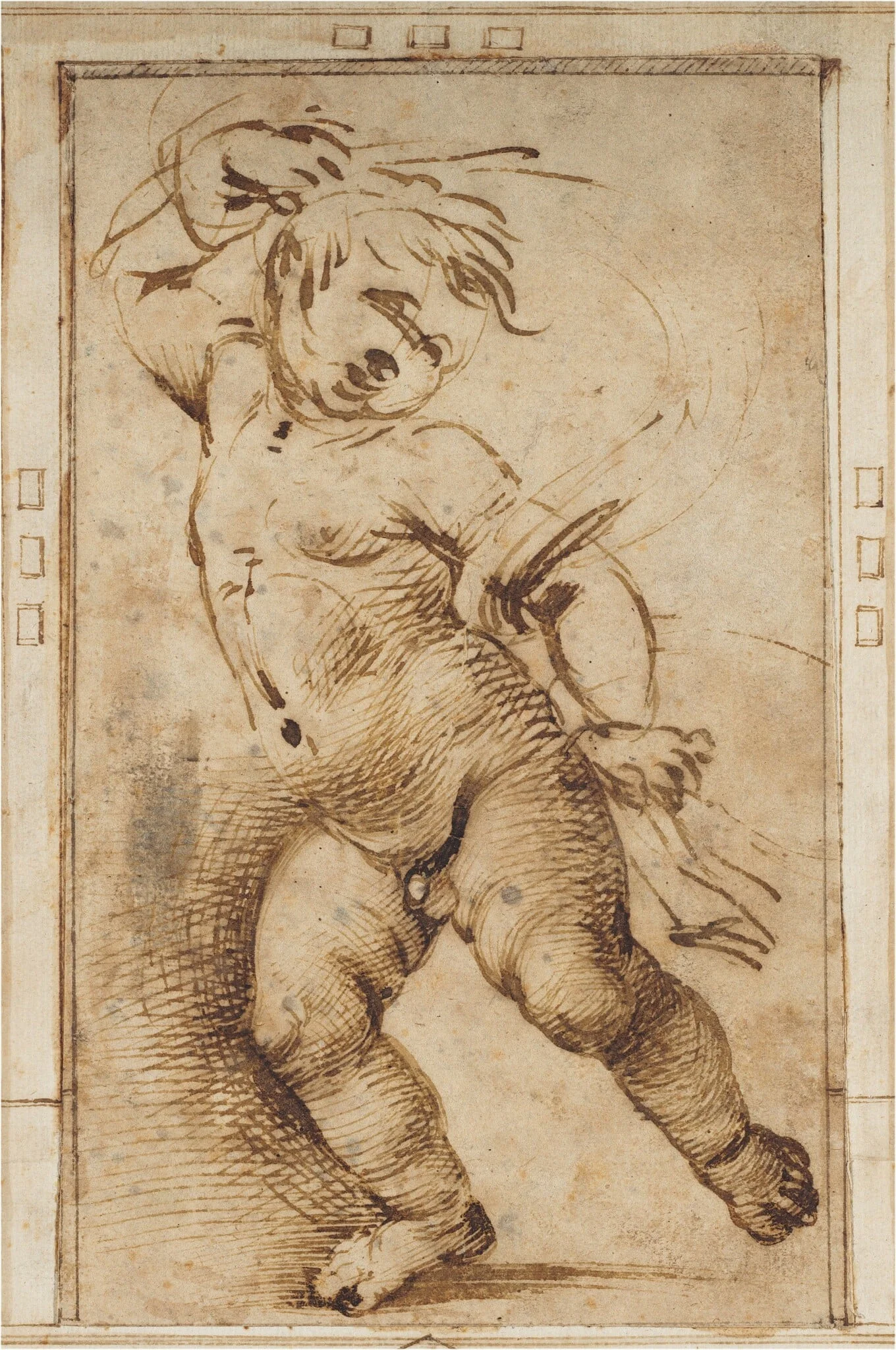 Dancing Putto Holding a Drapery, detail