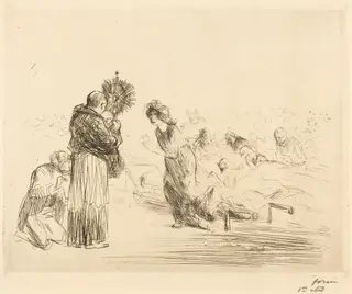 Le miraculé devant l'ostensoir (4e planche) (The Miracle before the Blessed Sacrament) (fourth plate), by Jean-Louis Forain, ink, 1912