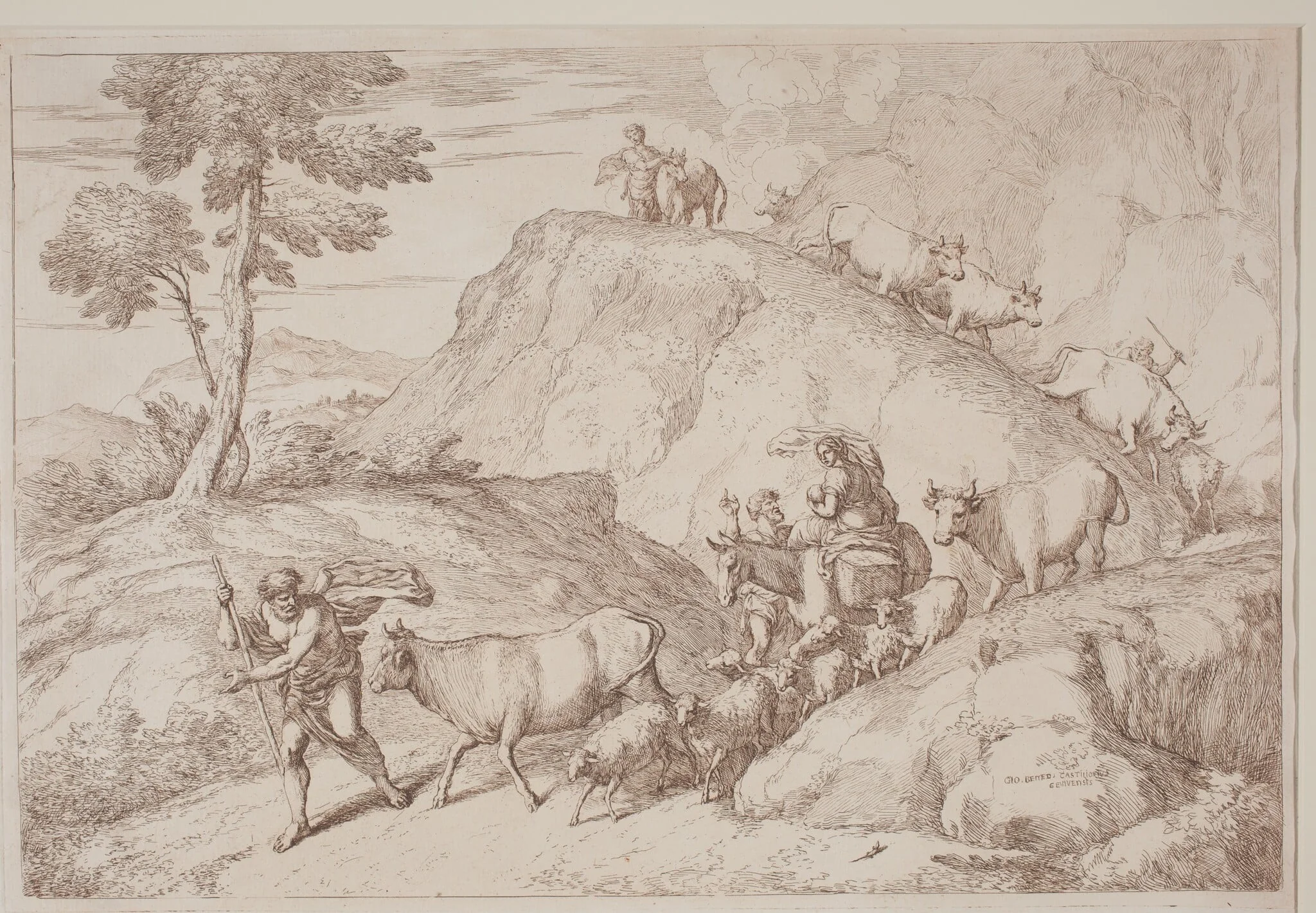 An Elderly Shepherd Leading the Flock, detail