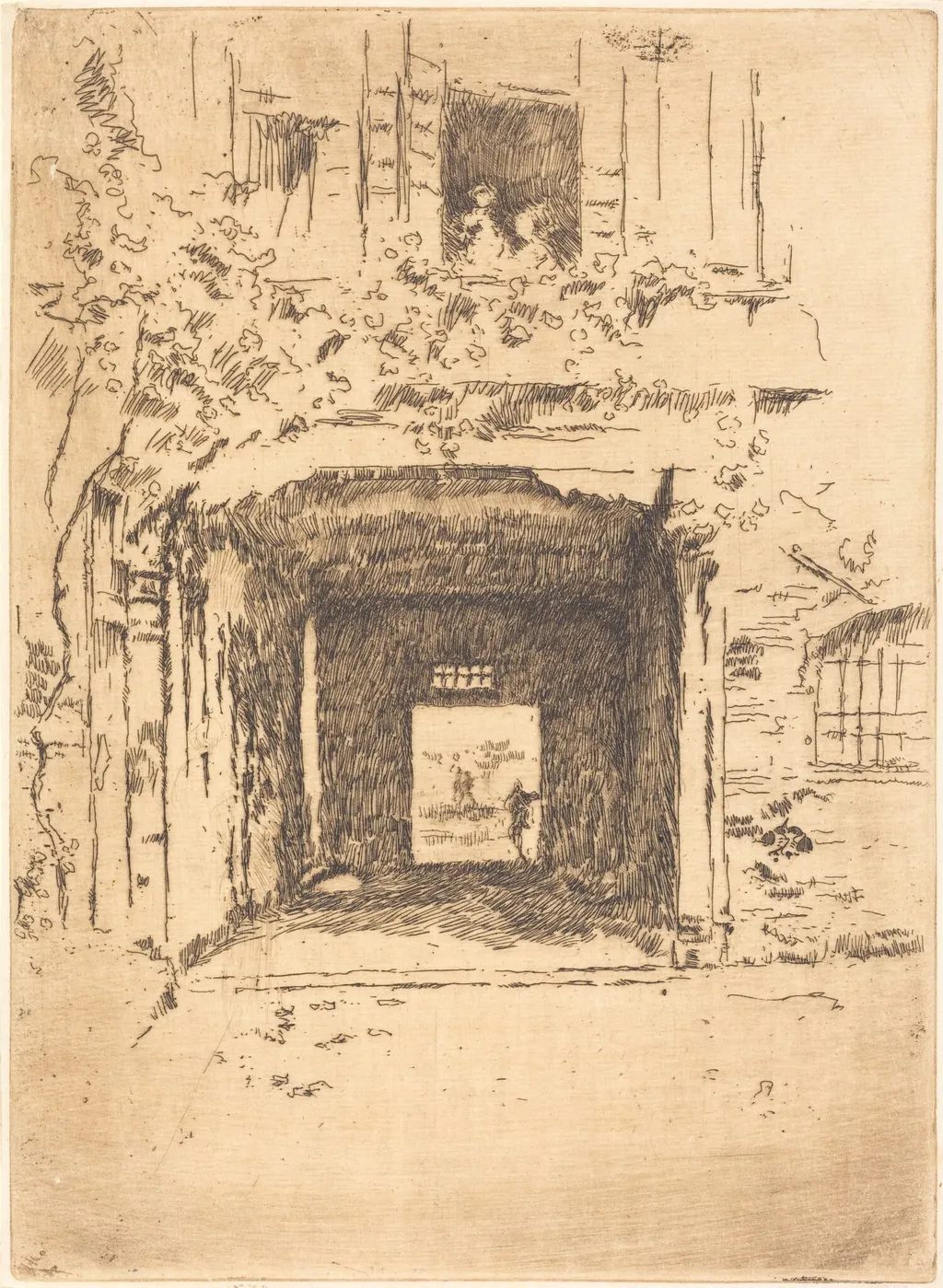 Doorway and Vine, by James McNeill Whistler, ink, 1880