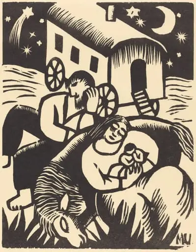 Ruhende Zigeuner, by Maria Uhden, ink, 1918
