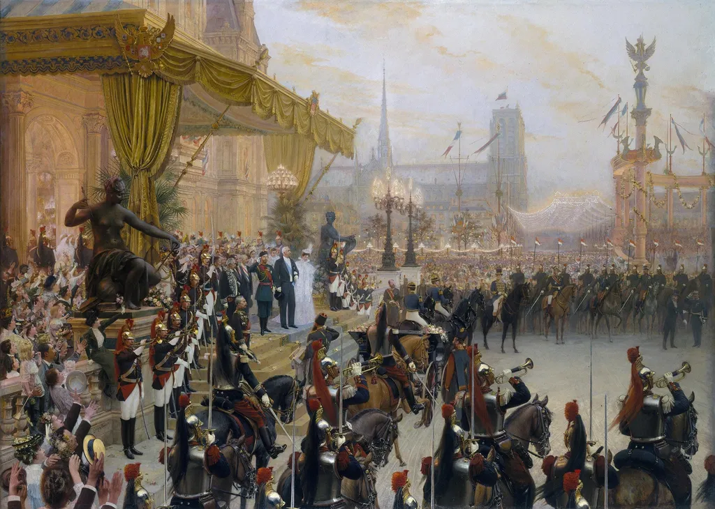 Ceremonial Reception of Nicholas II in Paris, by Georges Becker, oil, 1898