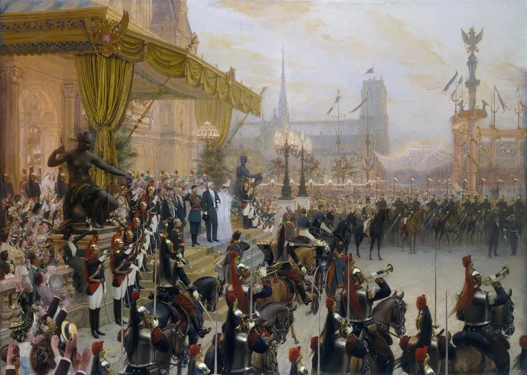 Ceremonial Reception of Nicholas II in Paris, by Georges Becker, oil, 1898