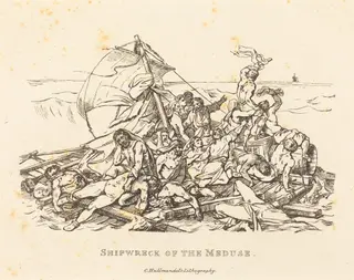 Shipwreck of the Meduse, by Nicolas Toussaint Charlet, ink, 1820