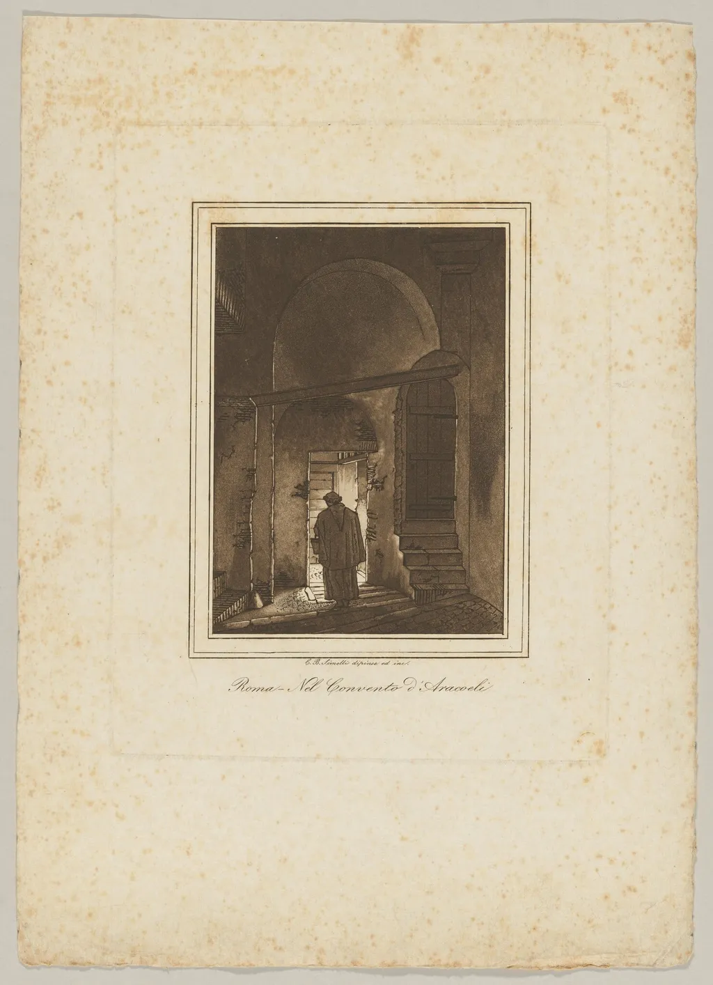 Nel Convento d’Aracoeli (In the Aracoeli Convent), by Carlo Baldassare Simelli, ink, 1840