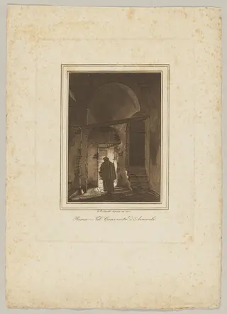 Nel Convento d’Aracoeli (In the Aracoeli Convent), by Carlo Baldassare Simelli, ink, 1840