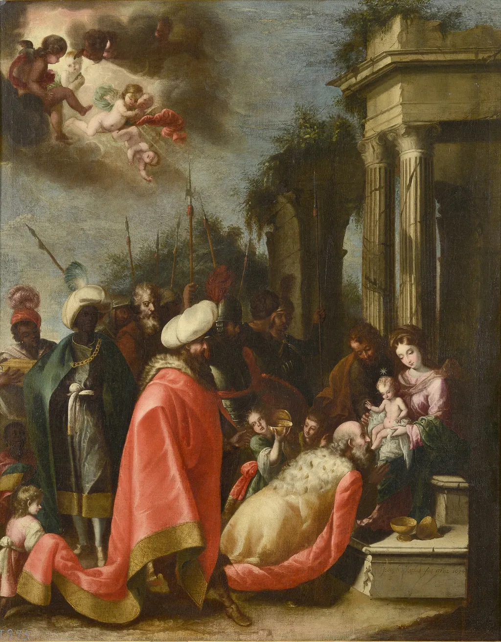 Adoración de los Reyes Magos, by José Mateos, oil, 1698