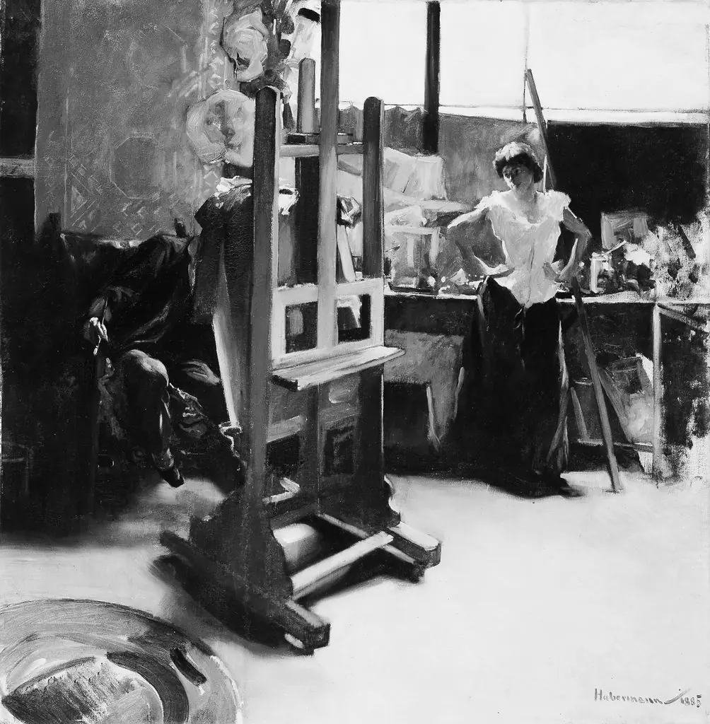 In the Studio, by Hugo von Habermann, oil, 1893