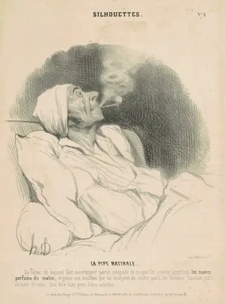 La pipe matinale, by Honoré Daumier, ink, 1841